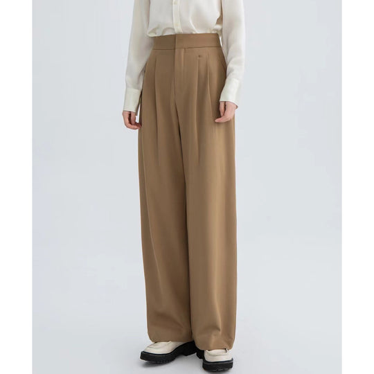 Damen Hochtaillierte Plissee-Bundhose mit weitem Bein Shop Nory