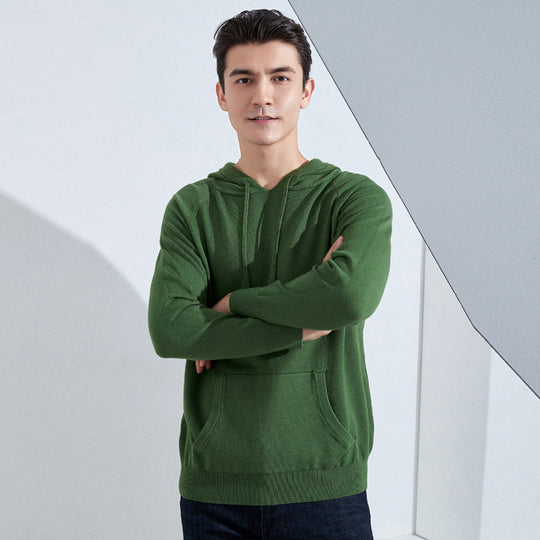 Herren Leichter Kapuzen-Feinstrickpullover mit Kängurutasche und Raglanärmeln Shop Nory
