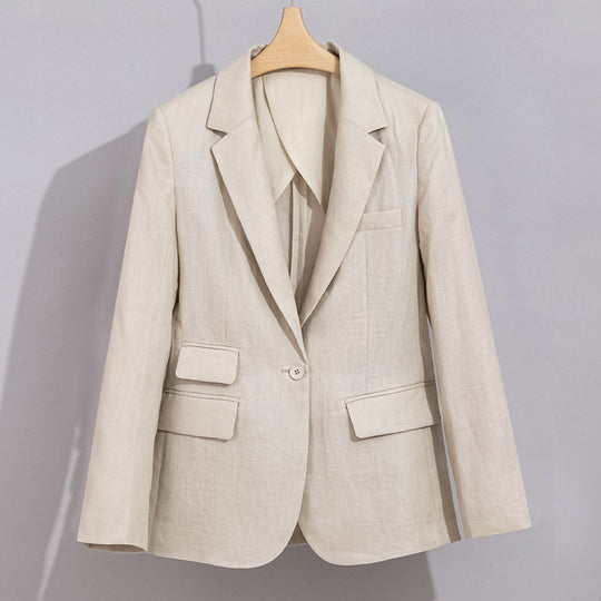 Damen Sommerlicher Leinen‑Mix Blazer mit taillierter Silhouette und Pattentaschen Shop Nory