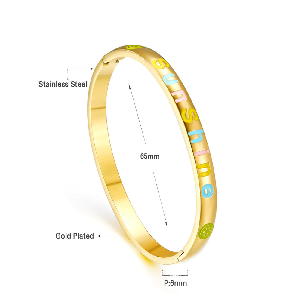 Damen offener Armreif mit floralen Mustern aus hochwertigem Edelstahl und goldplattierter Oberfläche Shop Nory