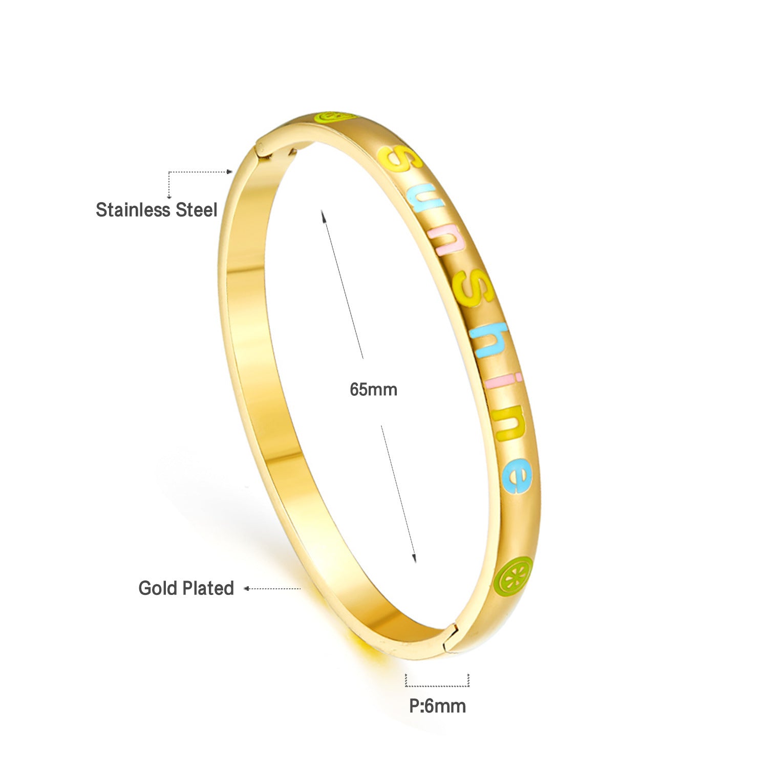 Damen offener Armreif mit floralen Mustern aus hochwertigem Edelstahl und goldplattierter Oberfläche Shop Nory