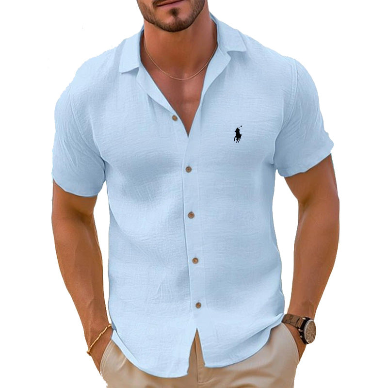Herren Kurzarmhemd Aus Leichtem Leinenmix ShopNory