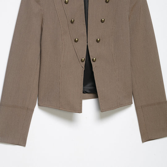 Damen Kurzblazer im Feldjackenstil mit Stehkragen, Zierknopf-Reihen und Schulterriegeln Shop Nory