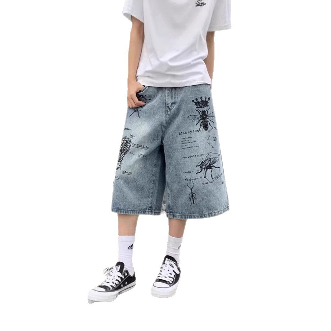 Damen Modische Weitbein-Jeans mit einzigartigem Grafikdesign Shop Nory