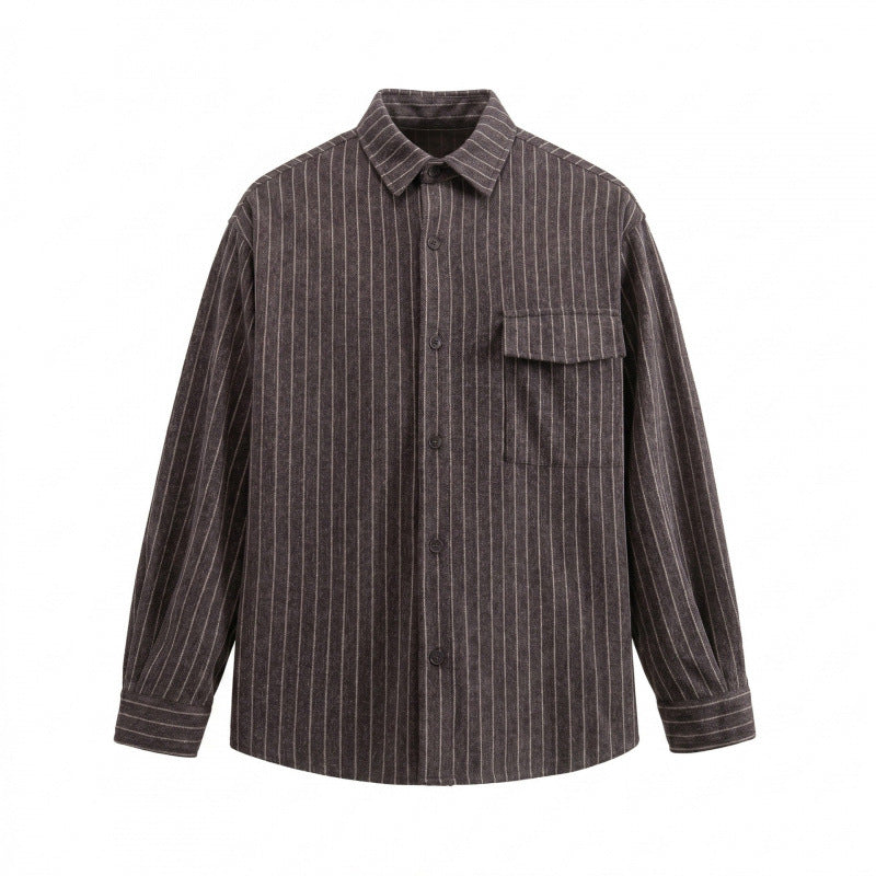 Unisex Overshirt-Hemdjacke mit Nadelstreifen und aufgesetzter Pattentasche Shop Nory