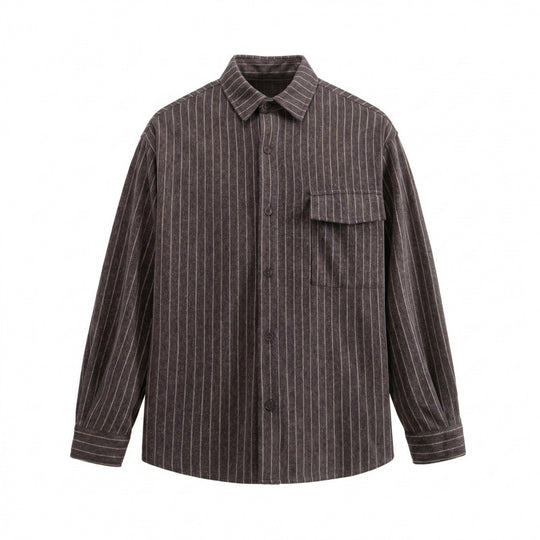 Unisex Overshirt-Hemdjacke mit Nadelstreifen und aufgesetzter Pattentasche Shop Nory