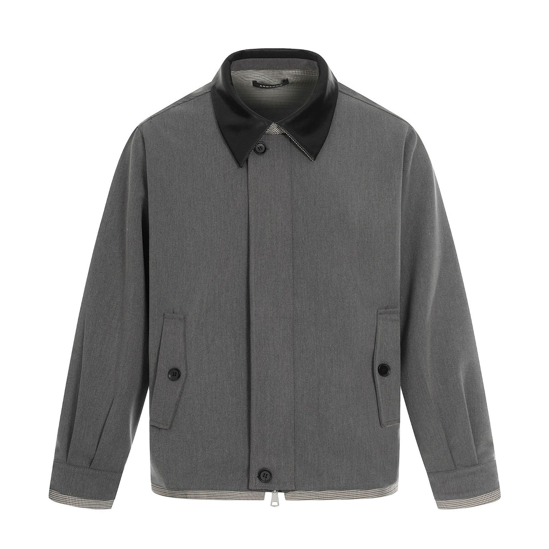 Herren Kurzer technischer Blouson aus Wollmix mit kontrastierendem Reverskragen und Zweiwegereißverschluss Shop Nory