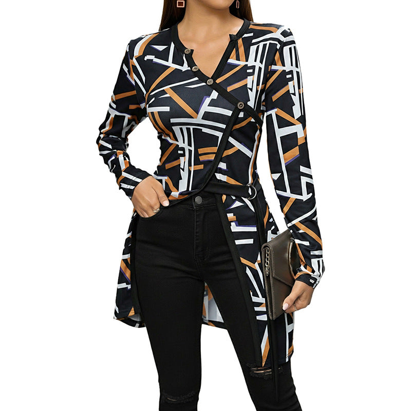 Damen Modischer Oversized Cardigan mit grafischem Muster Shop Nory