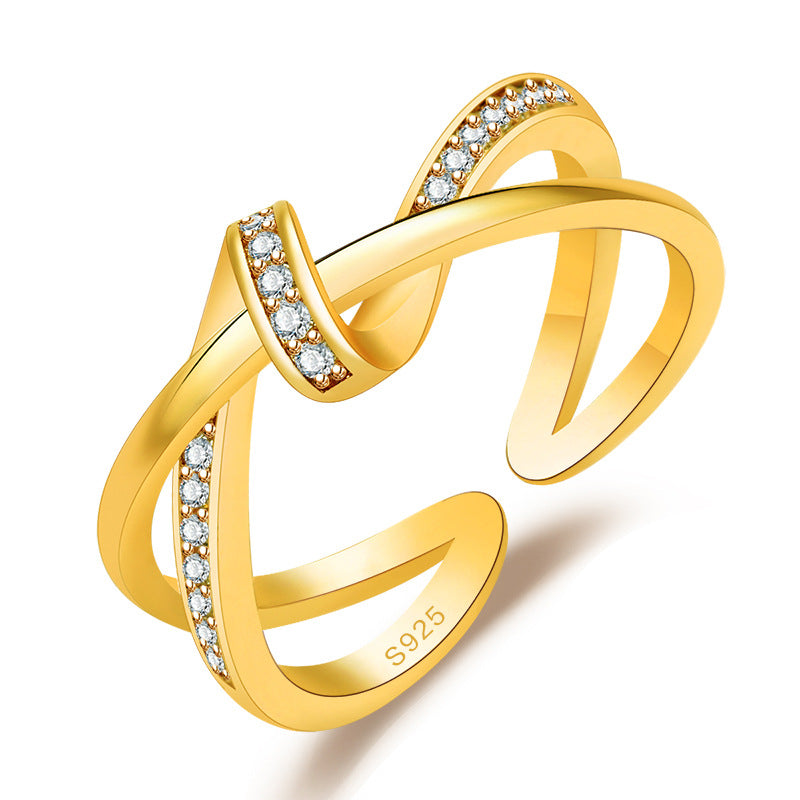 Damen Offener Ring mit kunstvollem Zirkonia-Besatz Shop Nory