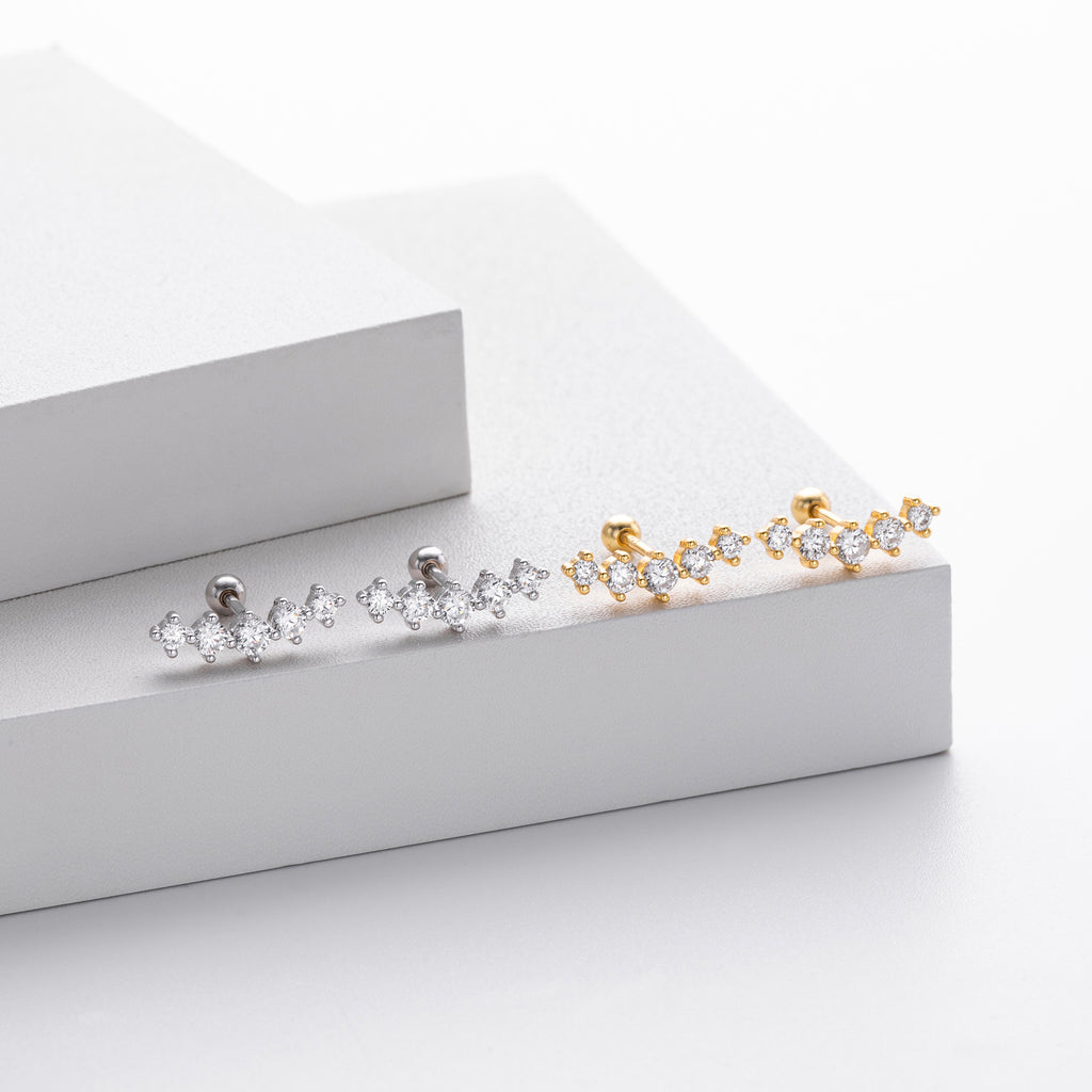 Damen Ohrstecker mit funkelndem Zirkon und edler 925er Sterlingsilber-Fassung Shop Nory
