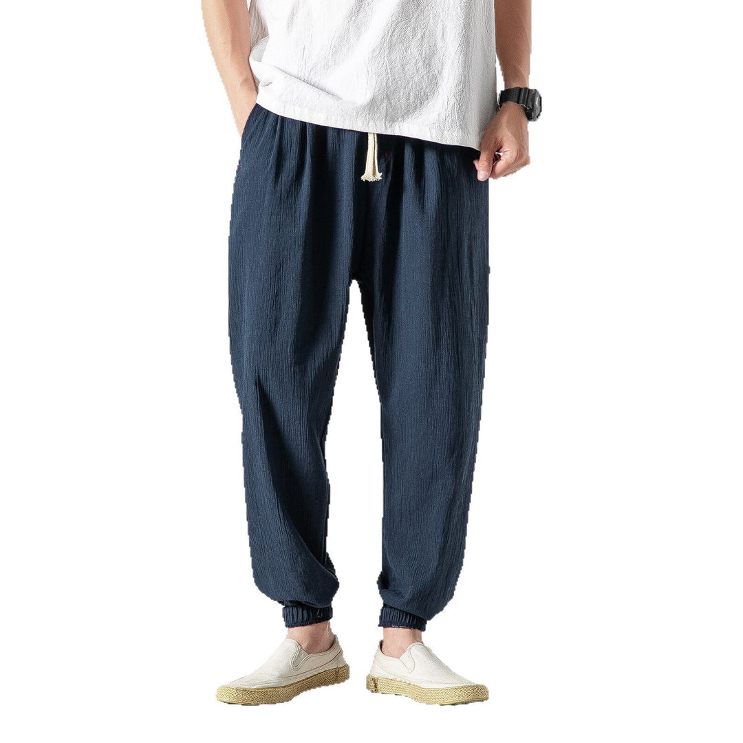 Herren leichte Leinenhose mit Tunnelzug und elastischen Bündchen Shop Nory