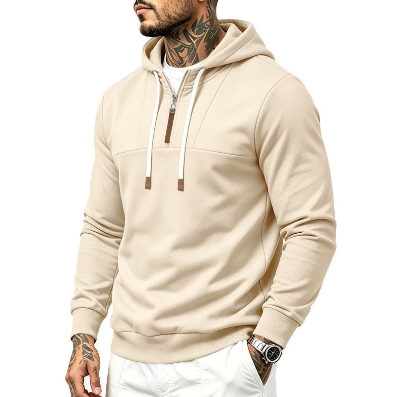 Herren Moderner Halbzip-Hoodie aus French Terry mit Zierriegel und Kordelzug Shop Nory