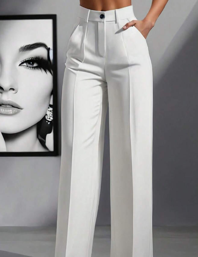 Damen elegante weite Bundfaltenhose