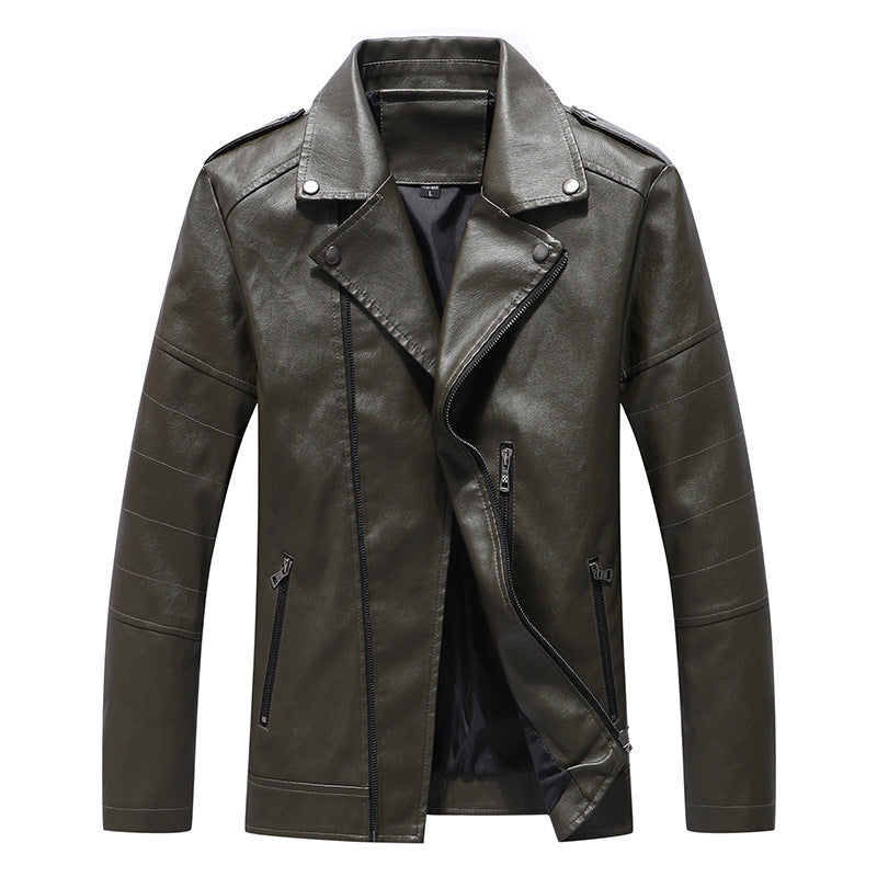 Herren Slim Fit Kunstleder-Motoblouson im Biker-Look mit gesteppten Armpaneelen und Reverskragen Shop Nory