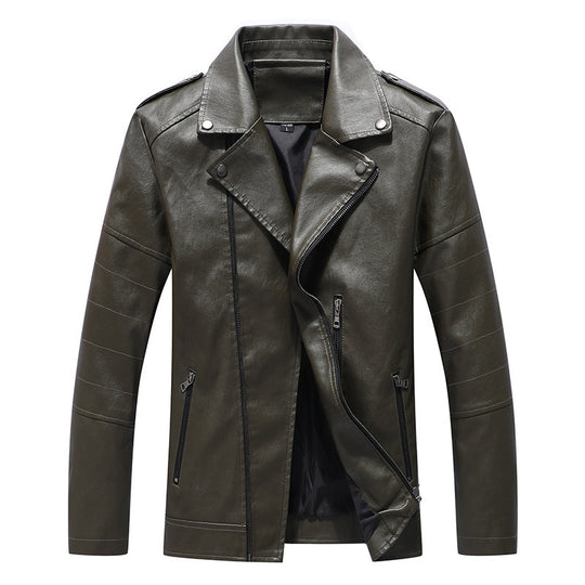 Herren Slim Fit Kunstleder-Motoblouson im Biker-Look mit gesteppten Armpaneelen und Reverskragen Shop Nory