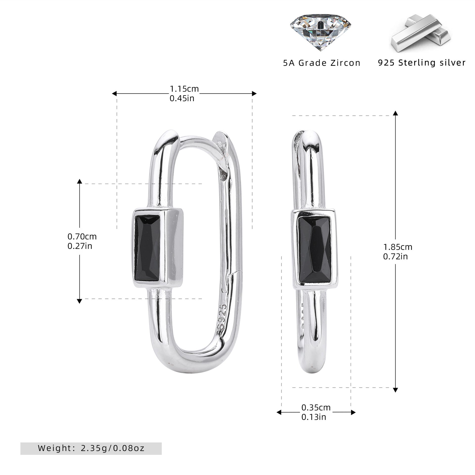 Damen Ohrstecker mit luxuriösem 5A Zirkon aus 925 Sterling Silber Shop Nory
