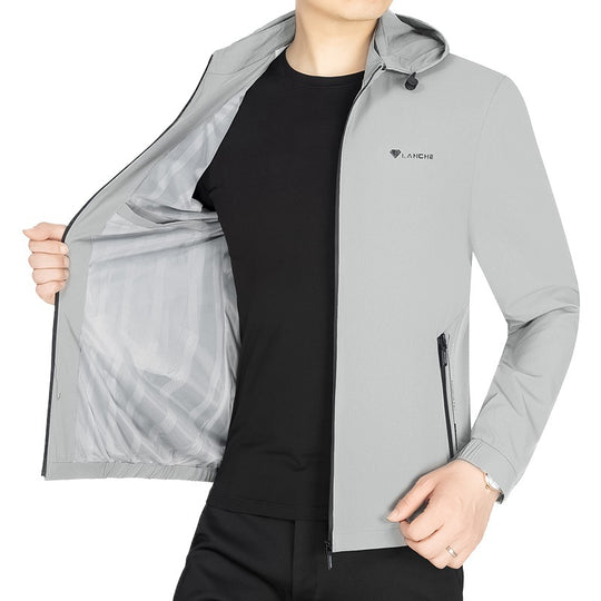 Herren Leichte Softshell-Funktionsjacke mit Kapuze wasserabweisend atmungsaktiv Shop Nory
