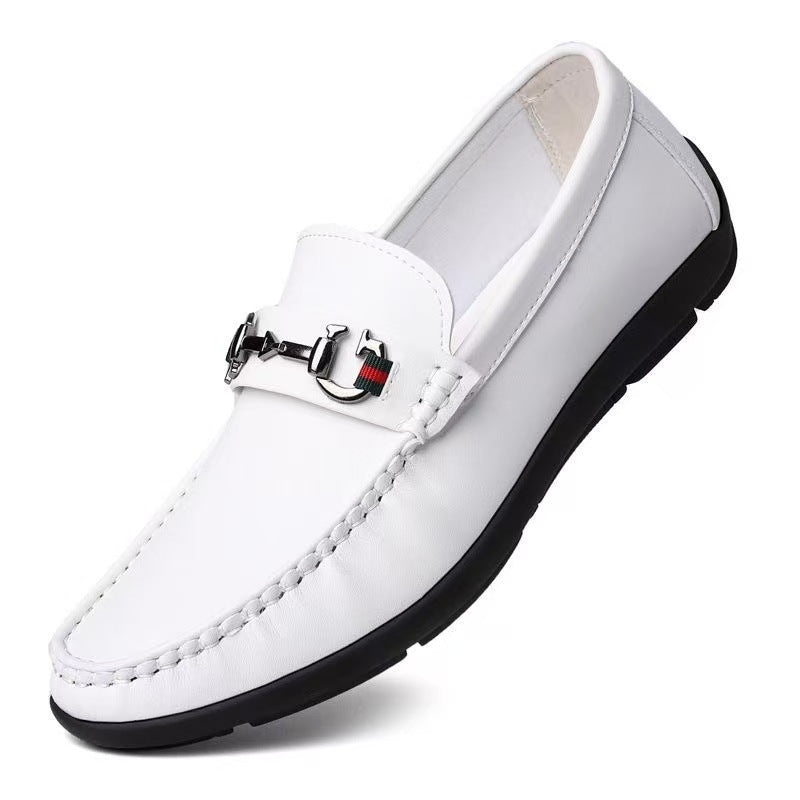 Herren Elegante Lederimitat-Loafer mit Ziernaht und Metallbit-Detail Shop Nory