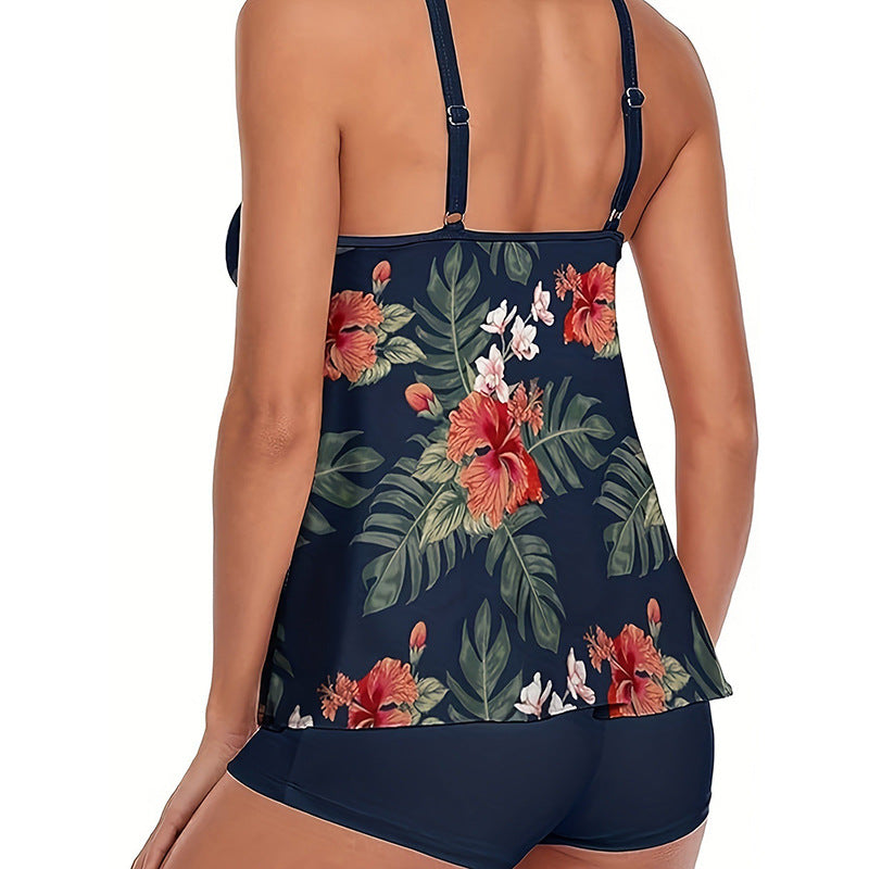 Damen Sportliches Tankini-Set mit floralem Design und Shorts Shopnory