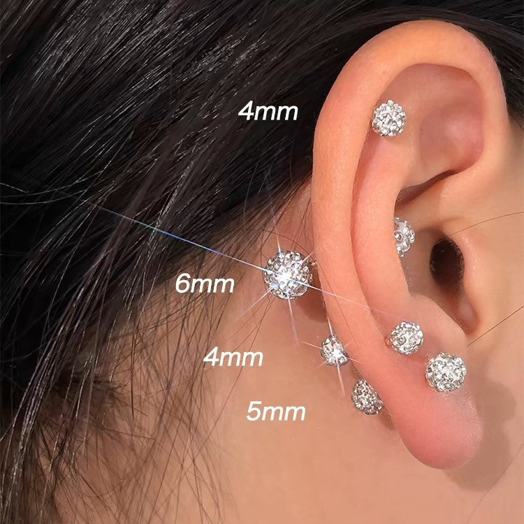 Funkelnde Kristall Barbell Ohrpiercing Aus Chirurgischem Stahl