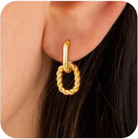Damen Ohrhänger aus hochwertigem Edelstahl mit modernem Drehdesign Shop Nory