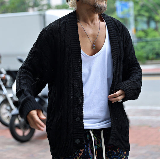 Herren Grobstrick-Cardigan mit Zopfmuster und Knopfleiste Shop Nory