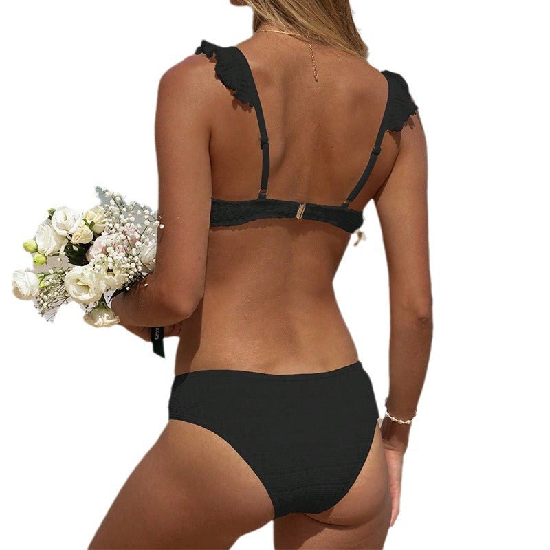 Damen Push-Up Bikini mit verstellbaren Riemen und Rüschendetails
