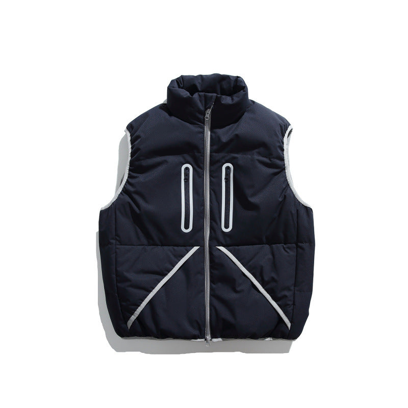 Unisex Wattierte Stehkragen‑Weste mit wind- und wasserabweisender Oberfläche, Kontrastpaspel und Mehrfachtaschen Shop Nory