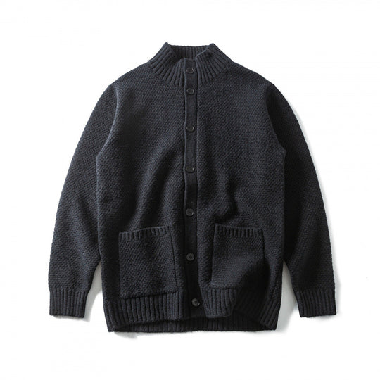 Unisex Strukturierter Button-Cardigan mit Stehkragen und aufgesetzten Taschen Shop Nory