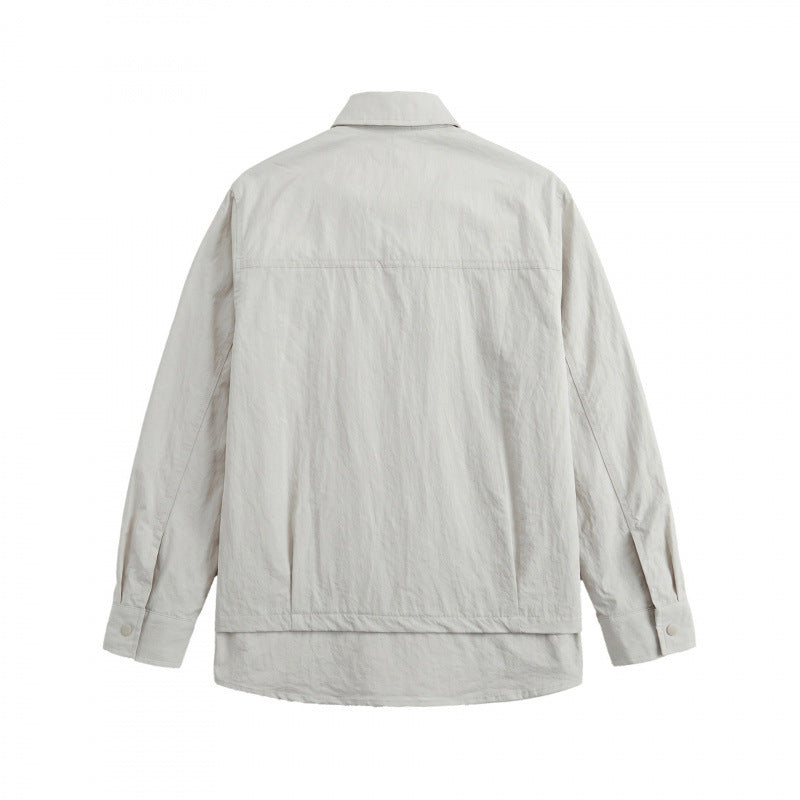 Unisex Oversize-Hemdjacke mit zweilagigem Saum, Brustpaspeltasche und strukturierter Baumwollmischung Shop Nory