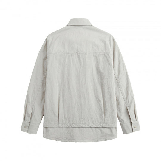 Unisex Oversize-Hemdjacke mit zweilagigem Saum, Brustpaspeltasche und strukturierter Baumwollmischung Shop Nory