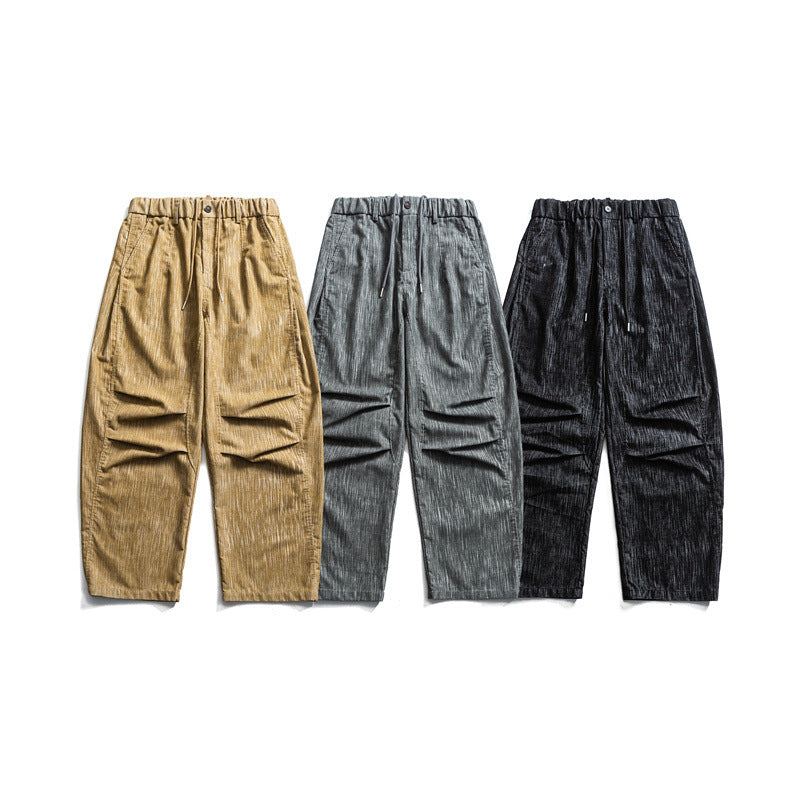 Herren weite Cordhose im Workwear‑Look mit elastischem Bund, Kordelzug und Kniefalten Shop Nory