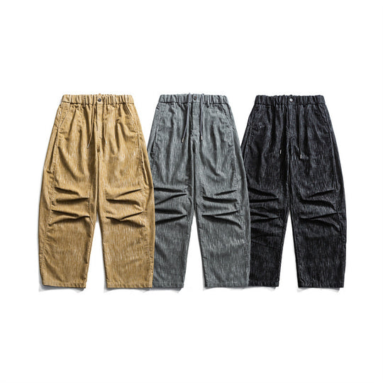 Herren weite Cordhose im Workwear‑Look mit elastischem Bund, Kordelzug und Kniefalten Shop Nory