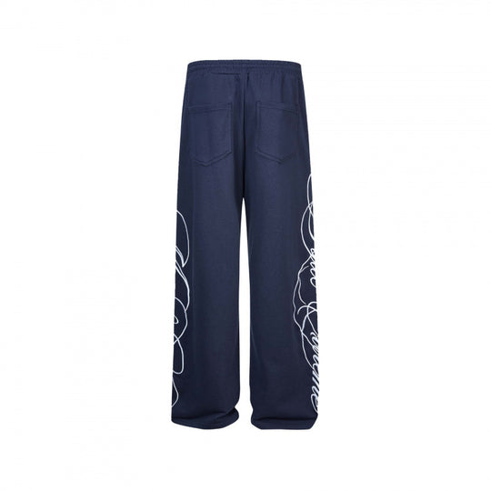 Damen Weite Jersey-Hose mit Kordelzug, seitlichem Line-Art Print und Relaxed-Fit Shop Nory