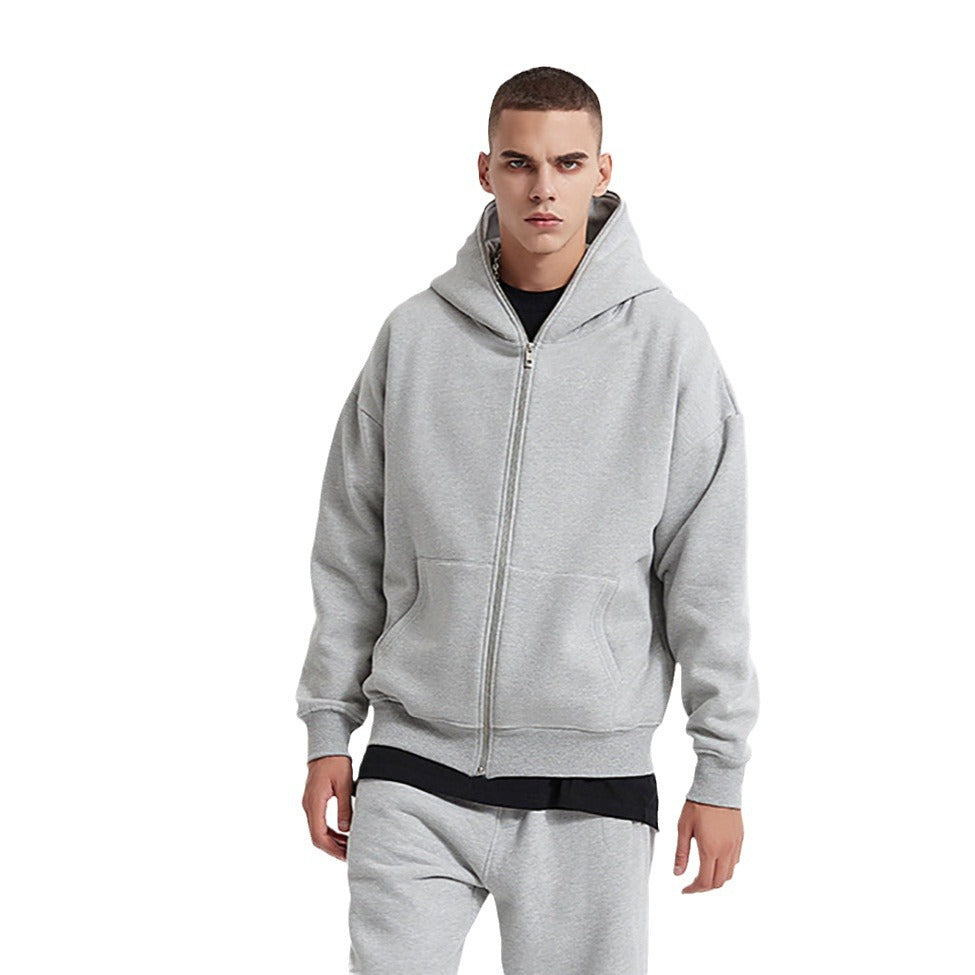 Unisex nan Kapuzenjacke mit durchgehendem Reißverschluss, doppellagiger Kapuze und Kängurutaschen Shop Nory