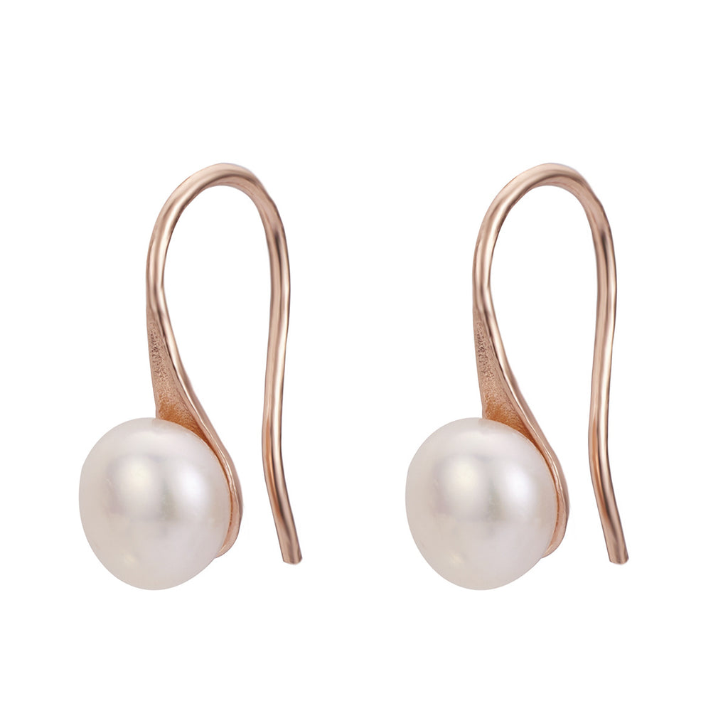 Damen elegante Ohrringe mit geschwungenem Design und echten Süßwasserperlen Shop Nory