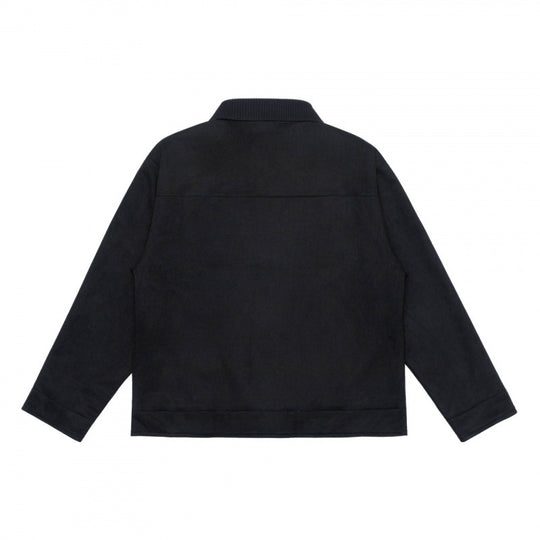 Unisex Boxy-Übergangsjacke mit Veloursstruktur, Hemdkragen und diagonalen Eingrifftaschen Shop Nory