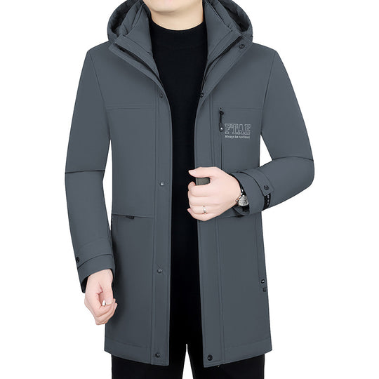 Herren Moderner wasserabweisender Longparka mit Kapuze und leichter Thermoisolierung Shop Nory
