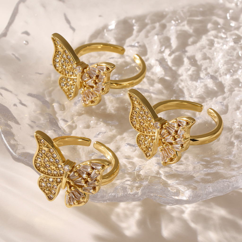 Damenring mit Schmetterlingsdesign und funkelndem Zirkon Shop Nory