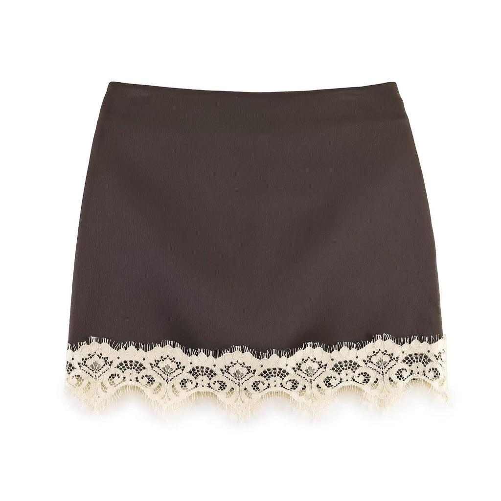 Damen eleganter Rock mit Spitzenbesatz