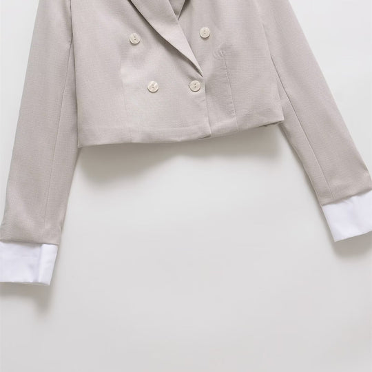 Damen Cropped Doppelreiher-Blazer mit Reverskragen Shop Nory