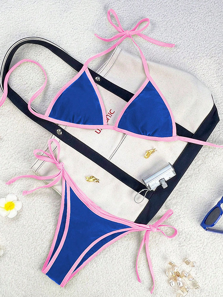 Damen Triangel-Bikini mit verspielten Schleifen