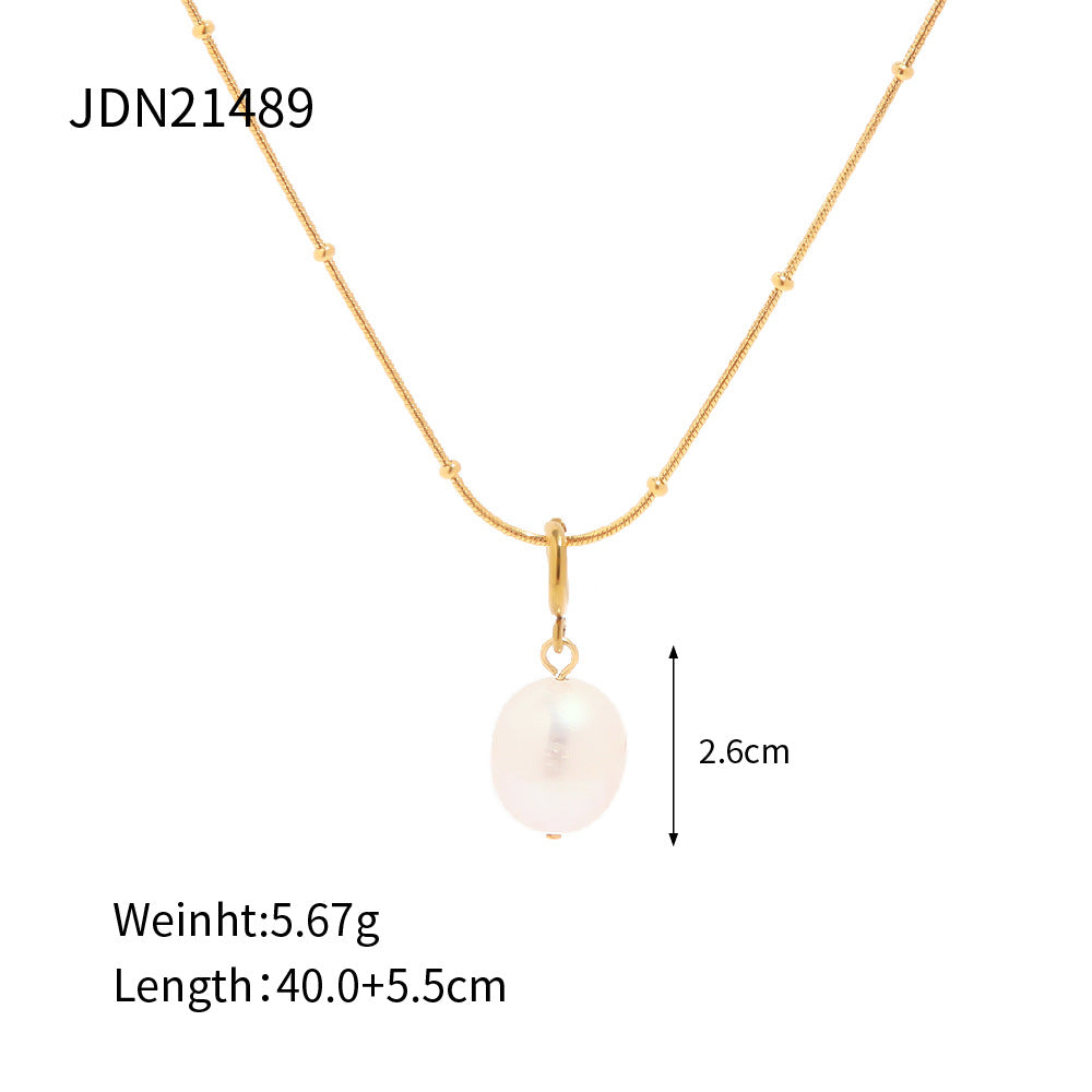 Damen Halskette mit eleganten Perlenanhänger und hochwertiger Edelstahlverarbeitung Shop Nory