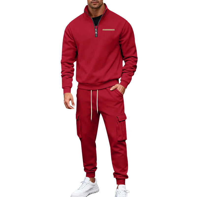 Herren Zip-Pullover- und Cargo-Jogger-Set aus weichem French-Terry Shop Nory