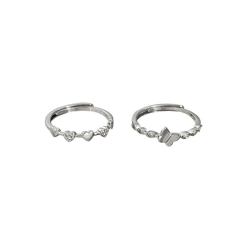 Damen Ring-Set mit herzförmigem Design und funkelnden Akzenten Shop Nory