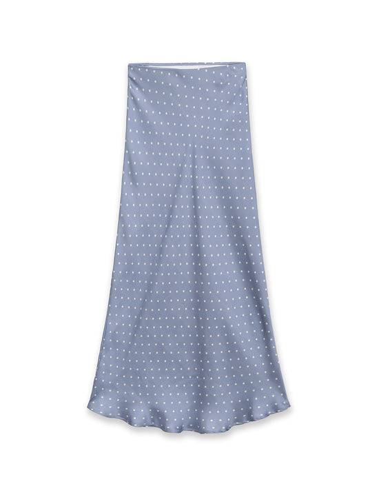 Damen Midi-Rock aus Satin im A-Linien-Schnitt mit hoher Taille und Polka-Dot-Print Shop Nory