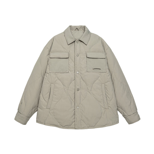 Herren Gesteppte Oversize-Hemdjacke mit Steppung, Druckknöpfen und Brusttaschen Shop Nory