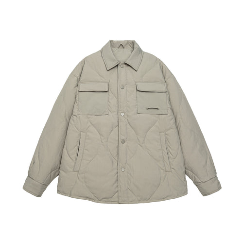 Herren Gesteppte Oversize-Hemdjacke mit Steppung, Druckknöpfen und Brusttaschen Shop Nory