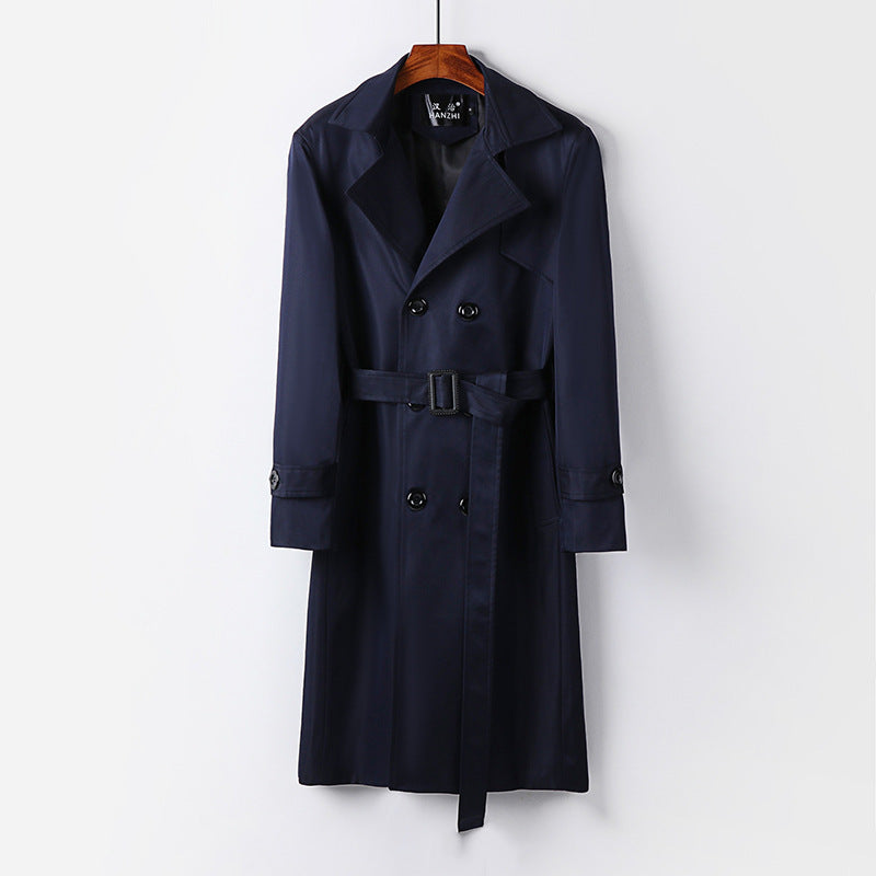 Herren Trenchcoat-Mantel mit doppelter Knopfleiste Taillengürtel und klassischem Revers Shop Nory