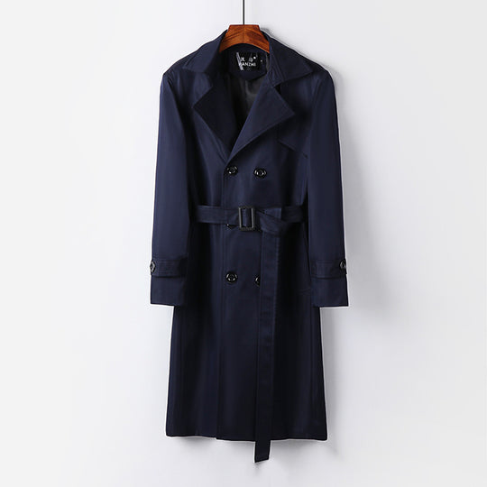 Herren Trenchcoat-Mantel mit doppelter Knopfleiste Taillengürtel und klassischem Revers Shop Nory